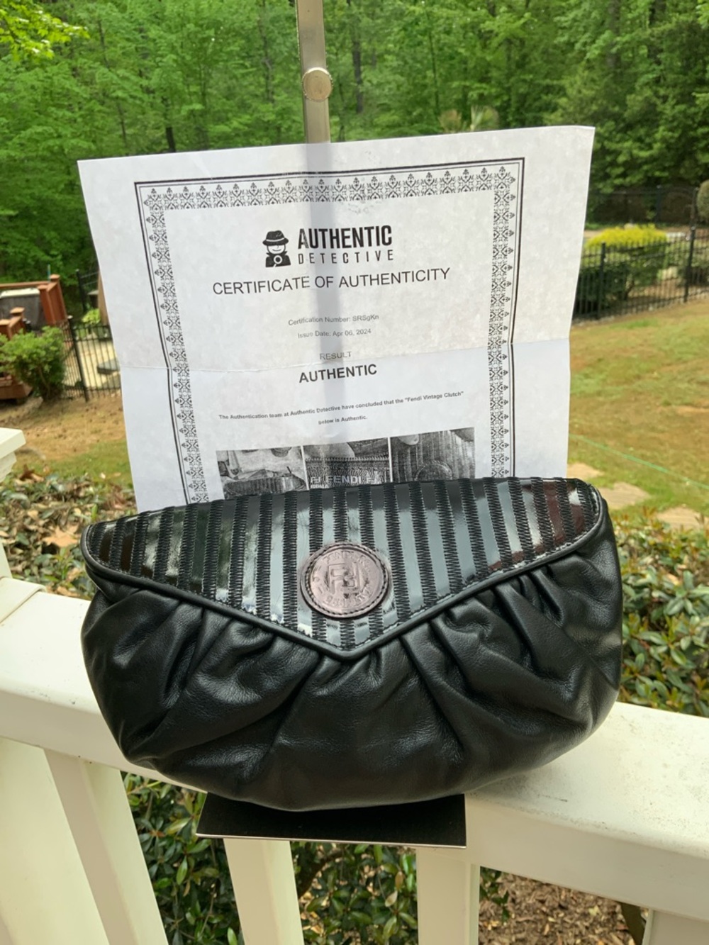 Fendi Rare Black VTG Leather Zippered Clutch with Logo Patch, COA and dust bag - Picture 2 of 16